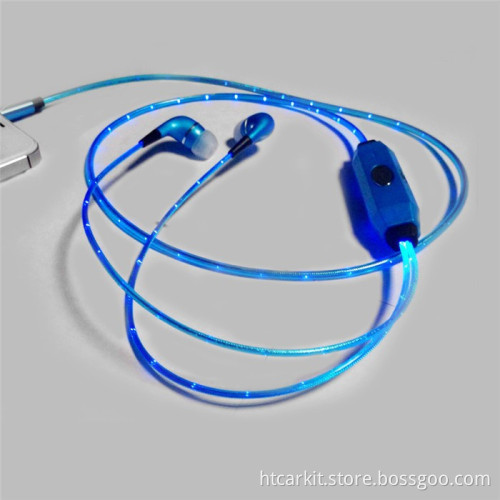 Colorful in-ear Wire Illuminated Glowing Earphone